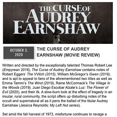 THE CURSE OF AUDREY EARNSHAW (MOVIE REVIEW)